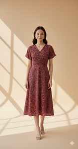 Vestido Midi de Tirantes Finos para Mujer, Estampado Ikat, Transpirable, Fluido, Corte en A, Cintura Natural, Azul, Informal, para Uso Diario, con Botones, 100% Algodón - Product Image 3