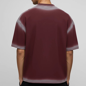 Camiseta de cuello redondo con diseño moderno para verano, estilo oversized, efecto deslavado, para hombre, con logo impreso personalizado, transpirable, tipo Ringer. - Product Image 3