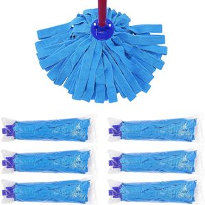 6 pezzi di ricambio per scopa in microfibra blu, compatibili con tutti i manici per scopa con filettatura standard da 0,8 pollici di diametro - Product Image 1