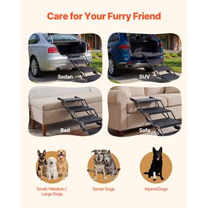 Foldable 4-Step Extra Wide <b>Dog</b> <b>Car</b> <b>Ramp</b> Non-Slip Surface <b>for</b> Large <b>Dogs</b> Portable Lightweight Pet Stairs - Product Image 6