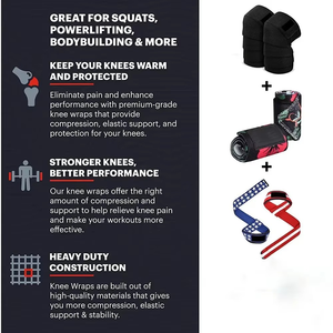 Powerlifting <b>Knee</b> Wrap Elastic Bandage <b>Compression</b> <b>Knee</b> <b>Support</b> Strap for Gym Weightlifting & Strength Training Fitness Safety - Product Image 5