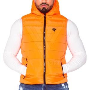 Chaqueta acolchada sin mangas a la moda para hombre Slim Fit Logo personalizado Stand Collar High Street Style para invierno - Product Image 1