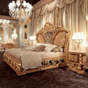 Ensemble de chambre à coucher de luxe Honeyrose Hotel, style palais royal, tête de lit capitonnée en bois de mahogany massif, style européen classique - Product Image 2