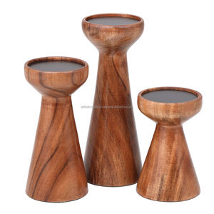 Venta al por mayor de lujo personalizado hecho a mano candelabro de madera pilar para el hogar Navidad decorativo portavelas de madera - Product Image 2