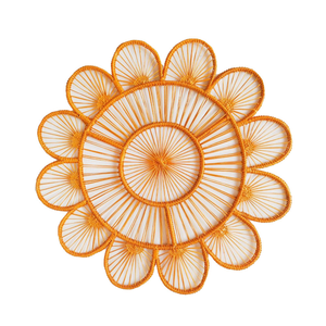 <b>Small</b> Scallop-Design Paper Raffia Straw Crochet Flower Home Decorative Placemat & <b>Mats</b> & Pads - Product Image 3