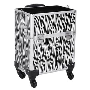 Organizador de Cosméticos 3 en 1 de Aluminio Resistente con Estampado de Cebra Blanco, Caja para Tatuajes Resistente al Agua con Asa para Viaje - Product Image 5