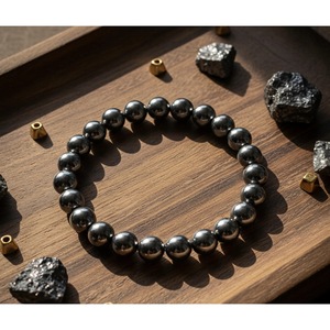 Handcrafted Natural Hematite <b>Beaded</b> <b>Bracelet</b> Grounding Crystal Healing Jewelry Wholesale From India - Product Image 3