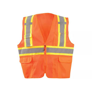 Chaleco de Seguridad de Alta Visibilidad, Malla Reflectante Amarilla y Naranja, Ropa de Trabajo con Bolsillos y Cierre de Cremallera - Product Image 4