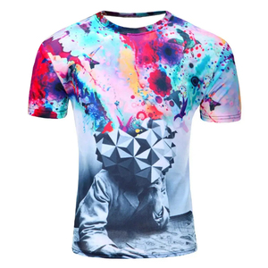 เสื้อยืดซับลิเมชั่นผู้ชาย สีสันตามสั่ง แบรนด์ของคุณเอง ผ้าฝ้ายผสมโพลีเอสเตอร์ สวมใส่สบาย ผลิตจากโรงงานโดยตรง เสื้อยืดซับลิเมชั่น - Product Image 1