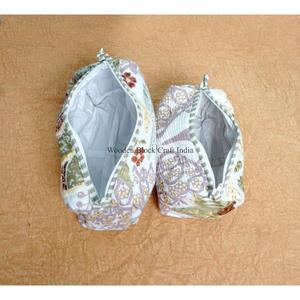 Handmade Women's Cotton Toiletry Bag Set Printed Makeup Vanity <b>Case</b> lightweight Fabric Cosmetic 3 Piece vanity with pouch set - Product Image 6