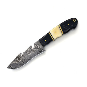 Couteau de chasse professionnel à lame fixe en acier Damas, fait main, personnalisé, DIY, OEM, pointe tombante, manche en bois, usage industriel, extérieur - Product Image 6