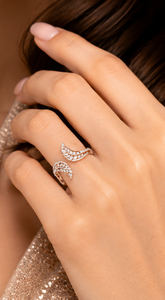 Anillo Abierto Elegante con Diseño de Hoja, Oro Rosa de 18K, Pavé de Diamantes, Estilo Moderno y Femenino, Regalo de Aniversario de Lujo - Product Image 6