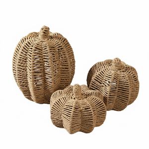 Nuevo diseño de centro de mesa de calabaza tejida con cuerda de papel estilo rústico, artesanía hecha a mano para decoraciones de otoño de Vietnam - Product Image 1