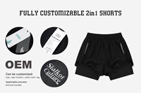 Short de sport personnalisé OEM pour hommes Short de sport d'entraînement à la taille élastique solide double couche poches doublées 2-en-1