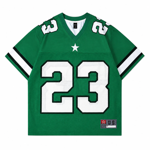 Maillot de football américain surdimensionné personnalisé en mesh, streetwear hip-hop, t-shirt de sport respirant à col en V pour homme, numéro 23 imprimé - Product Image 3
