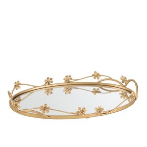 new arrival Elegant Brass Footed Tray with Handles Luxury <b>Serving</b> Tray for Dining Drinks and Home Decor - Product Image 4