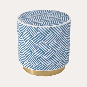 Antiqued Bone Inlay <b>Stool</b> with Grey <b>White</b> Geometric Pattern Design for Home Living Room Bedroom Garden <b>Bars</b> Hotel Park - Product Image 2