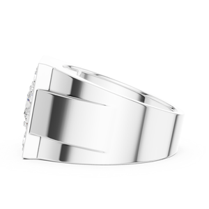 Anillo de Oro Blanco de 18K con Diamantes Cultivados en Laboratorio, Diseño Prestige Square Cluster, Anillo de Diamantes Princess Crownform, Anillo Imperial Halo Statement - Product Image 3