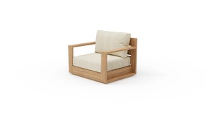 Contemporary Outdoor Teak <b>Sofa</b> Set with Armchair and Table, Durable Garden Furniture with Cushion for Resort, Villa, Hotel - Product Image 5