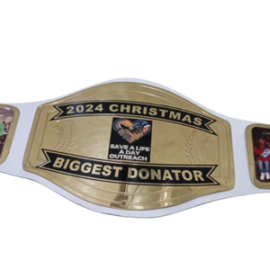 เข็มขัดแชมป์ผู้บริจาคคริสต์มาสรายใหญ่ที่สุด รุ่นพิเศษ Save A Life Outreach ฉบับจำกัด  ของสะสมสำหรับนักสะสมเข็มขัดมวยปล้ำ - Product Image 2