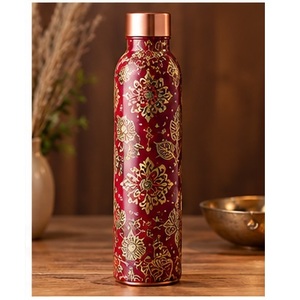 Botella de Agua Bohemia de Cobre, Diseño Celestial Negro y Dorado, Portátil para Viajes - Product Image 6