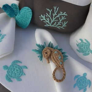 Unique Artisanal Woven <b>Rattan</b> Seahorse Napkin Holder Tropical Coastal Style <b>Table</b> Setting Elegant <b>Dining</b> and Summer Gathering - Product Image 2