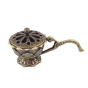 Brûleur d'encens Bakhoor (Mabkhara) de style calligraphique, fermé et aromatique, avec plateau en résine à l'intérieur, haut et noir - Product Image 2