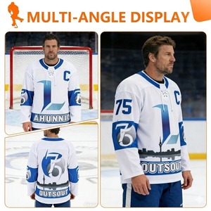 Maillot de hockey sur glace personnalisé OEM 100% polyester, uniforme respirant pour les joueurs de hockey - Product Image 2