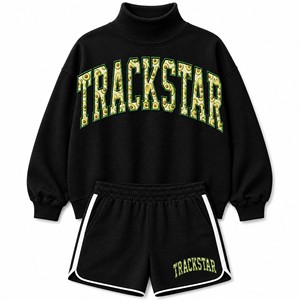 ชุดเสื้อสเวตเชิ้ตและกางเกงขาสั้นโอเวอร์ไซส์สำหรับผู้หญิง รุ่น Trackstar รุ่น TS-SET-081 - Product Image 1