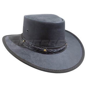 <b>Western</b> Cowboy <b>Hats</b> Premium Dark Gray Leather Ranch <b>Hat</b> Braided Band Custom Design Outdoor Four Seasons Cowboy <b>Hats</b> in Bulk - Product Image 1