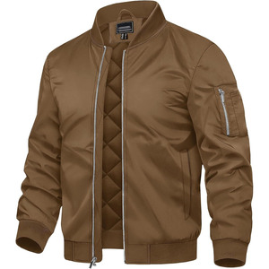 Blouson bomber bordeaux pour homme, fermeture éclair, col montant, vêtement d'extérieur décontracté, coupe-vent, pour l'automne et l'hiver - Product Image 3