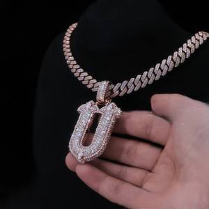 Collar con Colgante de Letra Personalizado de Fábrica, Plata de Ley 925, Diamante Moissanita VVS, Joyería de Lujo, Collar con Colgante Iced Out, Estilo Hip Hop - Product Image 4