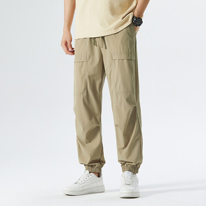 wholesale Men's Summer Fashion <b>Thin</b> Casual Pants Quick Drying Sports Cropped Pants Ice Silk Pants - Product Image 2