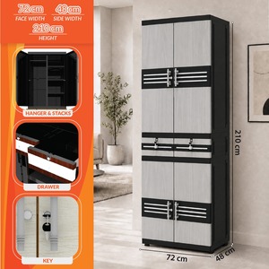 Naiba Drawer Fit Plastic <b>Wardrobe</b> Cabinet Gray with Drawer, Shelves & Hanger for Clothing Storage Bedroom Furniture - Product Image 5