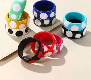 Bracelets en résine colorée, forme ronde, motif à pois, accessoires de bijoux à la mode, collection faite à la main - Product Image 2