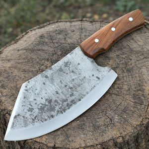 Cuchillo de Chef Estilo Bushcraft Forjado a Mano, Hoja de Acero al Carbono, Mango de Madera, Hoja de 7 Pulgadas, Estilo Vintage para Camping y Cocina - Product Image 6