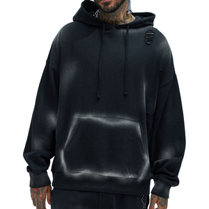 Sweat-shirts à capuche personnalisés avec logo, en polyester/coton, double couche, pull basique uni, sweat-shirt oversize - Product Image 1