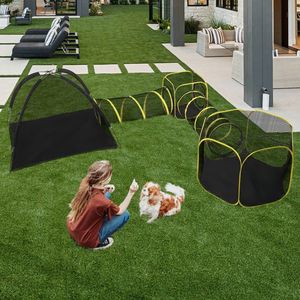 Enclos pour chat portable 5 en 1, utilisable en intérieur et en extérieur, tente de jeu, tunnel, maison pour chat, pour le plaisir des félins - Product Image 5