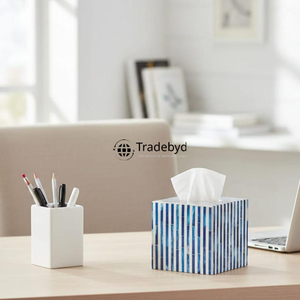 Caja y Soporte para Pañuelos con Incrustaciones de Hueso Ecológicas de Primera Calidad, Accesorio Decorativo de Lujo Hecho a Mano para el Hogar, Tradebyd - Product Image 4