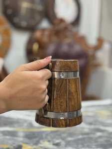 Jarra de Cerveza de Madera con Bandas Metálicas, Asa Hecha a Mano, Reutilizable, Estilo Moderno, Accesorio de Bar para Beber Cerveza, HASAN CRAFT Uttar Pradesh - Product Image 3