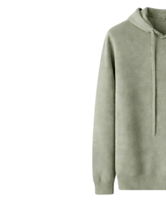 Sudadera con Capucha Personalizada para Hombre, Color Verde Salvia, de Algodón y Felpa, Manga Larga, Estilo Casual Urbano con Capucha con Cordón Ajustable - Product Image 3