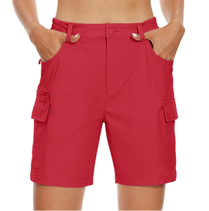 Shorts cargo en coton rouge pour homme, taille mi-haute, fermeture éclair, séchage rapide, anti-plis, écologiques, décontractés avec poches - Product Image 6