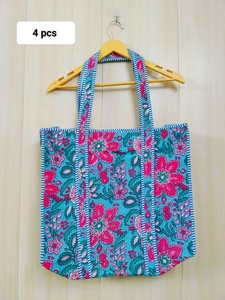 Luxury Handmade Quilted Cotton Shoulder Tote <b>Bags</b> for <b>Women</b> Stylish Block Print Sustainable Luggage Tote <b>Bag</b> Washable - Product Image 3