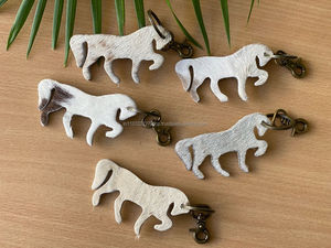 Leather <b>Key</b> Chain Cow Hair on Leather <b>Key</b> Ring Cute <b>Key</b> Chains for Girls - Product Image 3