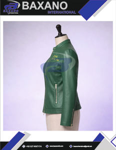 Chaqueta de cuero verde premium Chi Eta Phi CEPhi Sorority con letras griegas para miembros de hermandades y fraternidades, chaqueta para mujer - Product Image 6