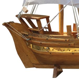 Modèle de bateau dhow traditionnel arabe en bois, fabriqué au Kerala, artisanal, décoration nautique pour la maison ou le bureau, objet de décoration. - Product Image 4