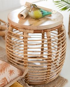 Modern Handmade Rattan Accent Furniture Wicker Side Table Decorative Natural <b>Stool</b> for Premium Elegant Indoor Home Styling - Product Image 1