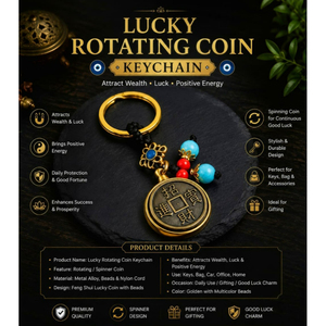 Latest Lucky <b>Rotating</b> Coin Keychain Feng Shui Crystals Healing Stones Fashion Trends Keychain For Daily Usage - Product Image 1
