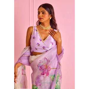 Indian Ethic Ombre Color Printed Soft Georgette Saree para mujeres Estilo Bollywood para bodas y fiestas - Product Image 1