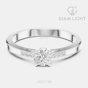 Bague de fiançailles ou de promesse en or blanc 14 carats avec diamant de laboratoire rond de 0,25 carat, couleur F+, clarté VS+, certifié IGI, idéale pour un cadeau - Product Image 1